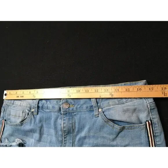 Jeans Womens  Blue Distressed Zip size 17 side piping - Picture 8 of 9